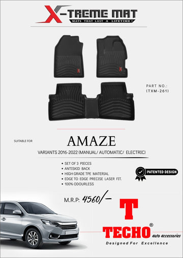 HONDA AMAZE 2018 ONWARDS X-TREME MAT, SET OF 3 PCS