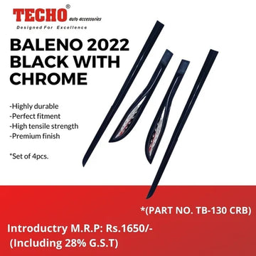 MARUTI BALENO BLACK WITH CHROME 2022 ONWARDS, SET OF 4 PCS DOOR BEADING