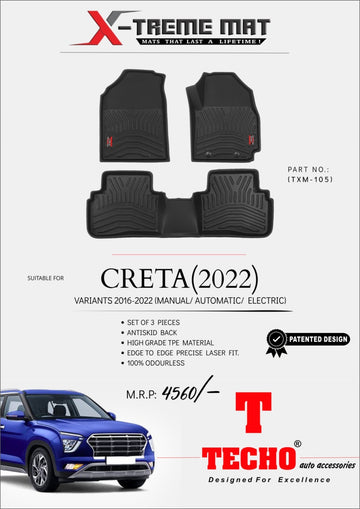 HYUNDAI CRETA 2020-2023 X-TREME MAT, SET OF 3 PCS