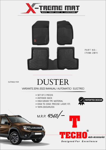 RENAULT DUSTER 2019 ONWARDS X-TREME MAT, SET OF 3 PCS