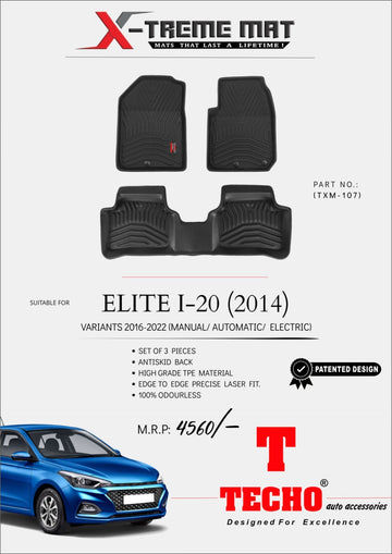 HYUNDAI ELITE i20 2014-2019 ONWARDS X-TREME MAT, SET OF 3 PCS