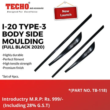 HYUNDAI I-20 BLACK 2020 ONWARDS, SET OF 4 PCS DOOR BEADING