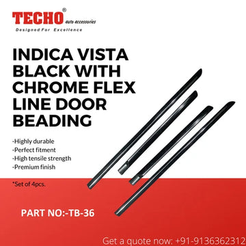 TATA INDICA VISTA BLACK WITH CHROME FLEX 1998 ONWARDS, SET OF 4 PCS DOOR BEADING