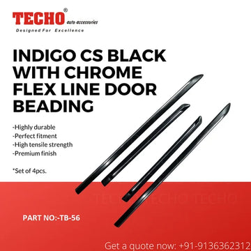 TATA INDIGO CS BLACK WITH CHROME FLEX 2002 ONWARDS, SET OF 4 PCS DOOR BEADING