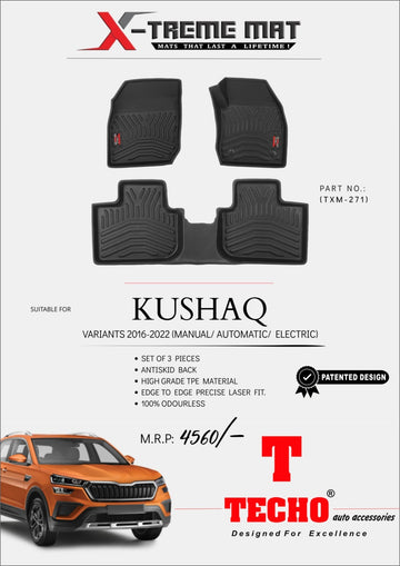 SKODA KUSHAQ 2021 ONWARDS X-TREME MAT, SET OF 3 PCS