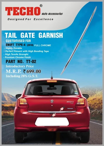 TAIL GATE GARNISH FOR MARUTI SUZUKI SWIFT 2018-2023