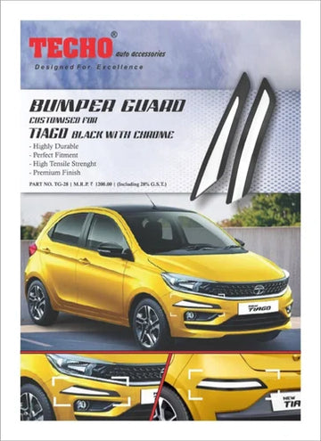 BUMPER GUARD FOR TATA TIAGO BLACK WITH CHROME 2020