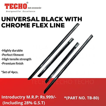 UNIVERSAL BLACK WITH CHROME FLEX, SET OF 4 PCS DOOR BEADING
