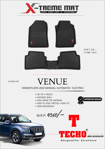 HUNDAI VENUE 2019 ONWARDS X-TREME MAT, SET OF 3 PCS