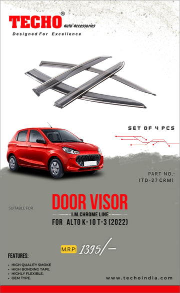 MARUTI ALTO K-10 CHROME LINE 2022 ONWARDS, SET OF 4 PCS DOOR VISOR