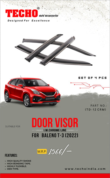 MARUTI BALENO CHROME LINE 2022 ONWARDS, SET OF 4 PCS DOOR VISOR