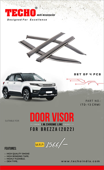 MARUTI BREZZA CHROME LINE 2022 ONWARDS, SET OF 4 PCS DOOR VISOR