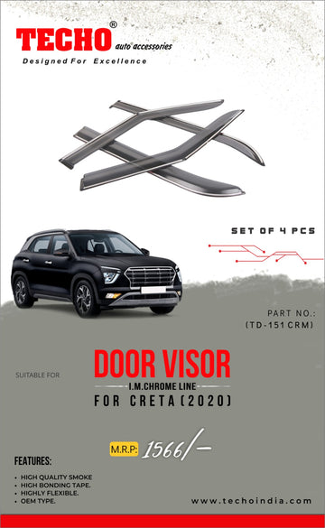 HYUNDAI CRETA CHROME LINE 2020 ONWARDS, SET OF 4 PCS DOOR VISOR