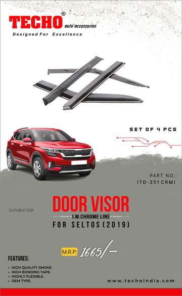 KIA SELTOS CHROME LINE 2019 ONWARDS, SET OF 4 PCS DOOR VISOR