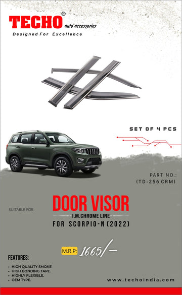 MAHINDRA SCORPIO-N CHROME LINE 2022 ONWARDS, SET OF 4 PCS DOOR VISOR
