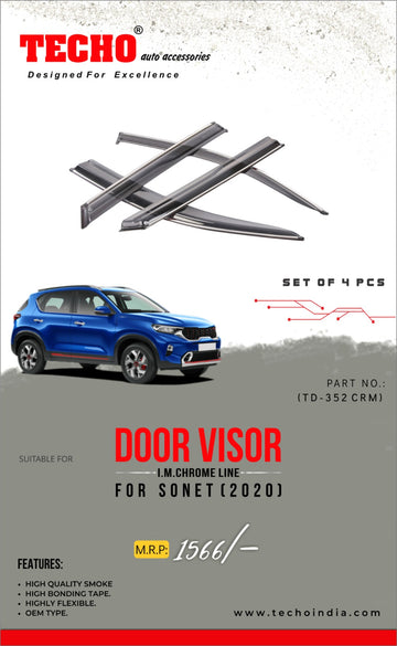 KIA SONET CHROME LINE 2020 ONWARDS, SET OF 4 PCS DOOR VISOR