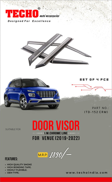 HYUNDAI VENUE CHROME LINE 2019-2022, SET OF 4 PCS DOOR VISOR
