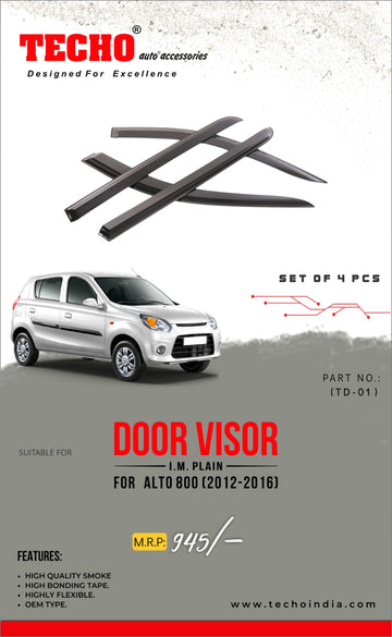 MARUTI ALTO 800 CHROME 2012-2016 ONWARDS, SET OF 4 PCS DOOR VISOR