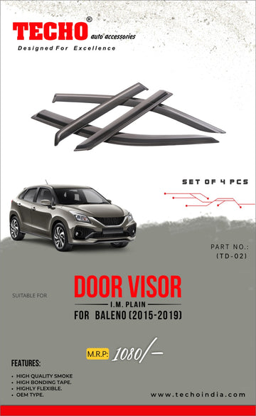 MARUTI BALENO PLAIN 2015-2019 ONWARDS, SET OF 4 PCS DOOR VISOR