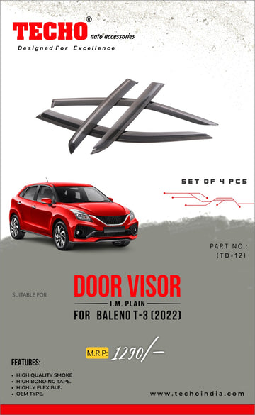MARUTI BALENO PLAIN 2022 ONWARDS, SET OF 4 PCS DOOR VISOR