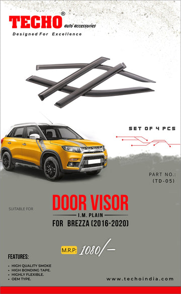 MARUTI BREZZA PLAIN 2016-2021, SET OF 4 PCS DOOR VISOR