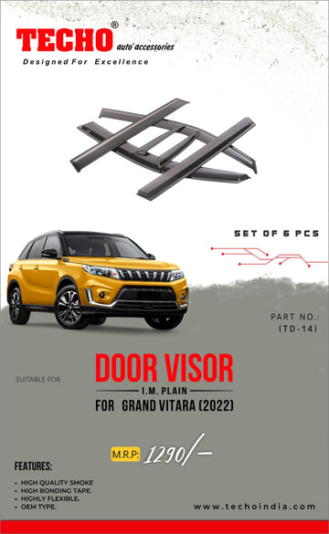 MARUTI GRAND VITARA PLAIN 2022 ONWARDS, SET OF 6 PCS DOOR VISOR