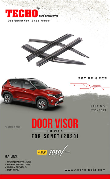 KIA SONET PLAIN 2020 ONWARDS, SET OF 4 PCS DOOR VISOR