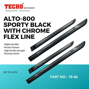 MARUTI ALTO-800 SRORTY BLACK WITH CHROME 2012 ONWARDS, SET OF 4 PCS DOOR BEADING