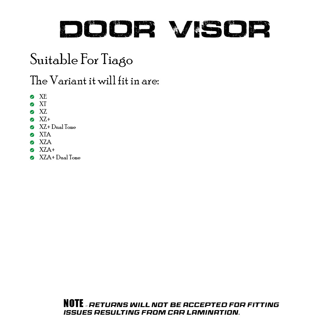 Tata Tiago 2020+ Door Visors