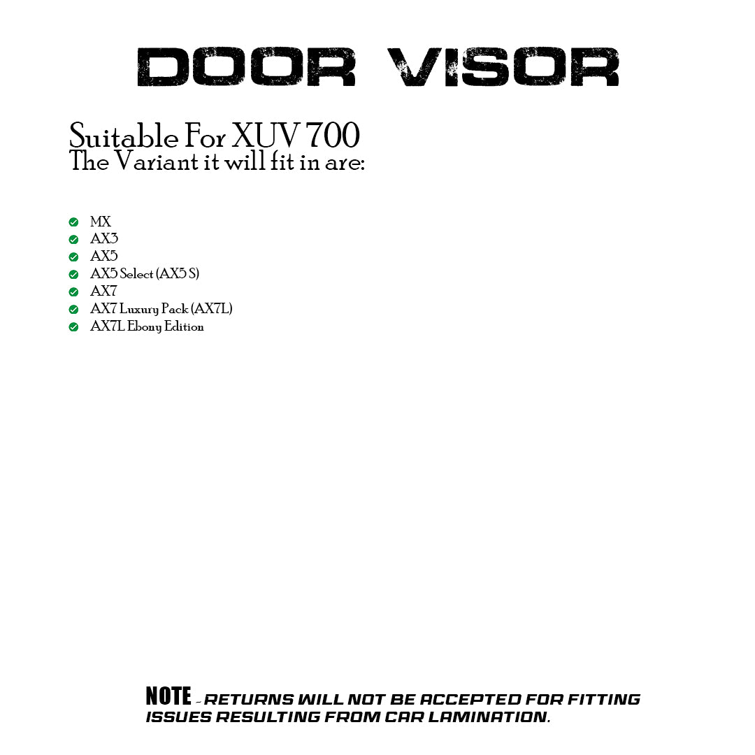 Mahindra XUV700 2021+ Door Visor