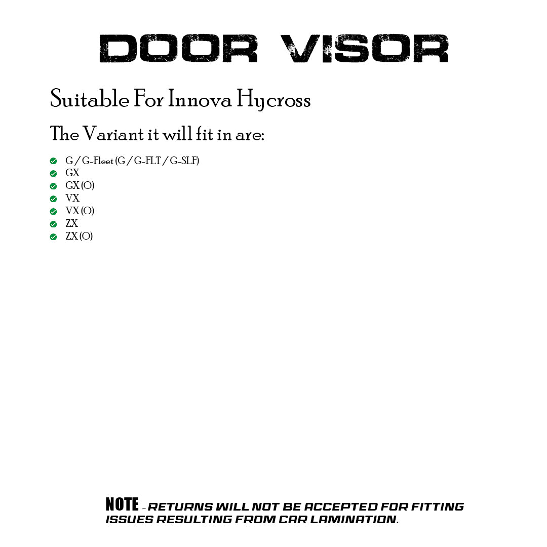 Toyota Innova Hycross 2023+ Door Visors