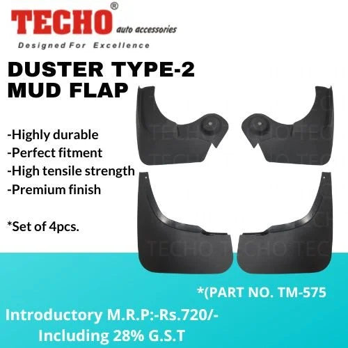 RENAULT DUTSER TYPE-2 2019 ONWARDS, SET OF 4 PCS  MUD GUARD