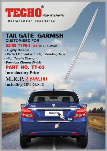 TAIL GATE GARNISH FOR MARUTI SUZUKI DZIRE 2017-2023