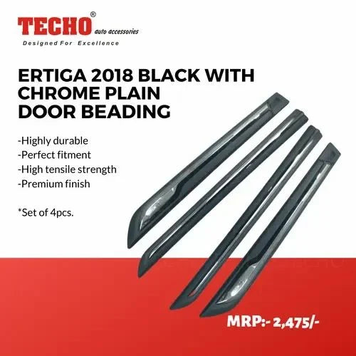 MARUTI ERTIGA BLACK WITH CHROME-PLAIN 2018 ONWARDS, SET OF 4 PCS  DOOR BEADIN