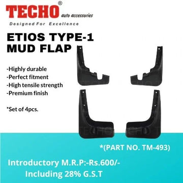 TOYOTA ETIOS TYPE-1 2010-2016, SET OF 4 PCS  MUD GUARD