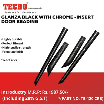 TOYOTA GLANZA BLACK WITH CHROME -INSERT 2022 ONWARDS, SET OF 4 PCS  DOOR BEADING