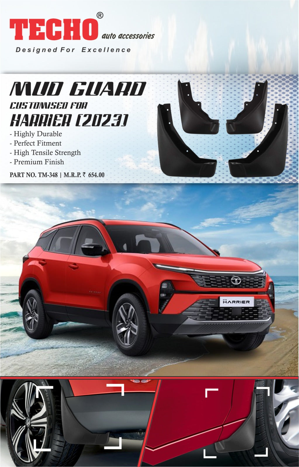 TATA HARRIAR 2019-2022, SET OF 4 PCS  MUD GUARD