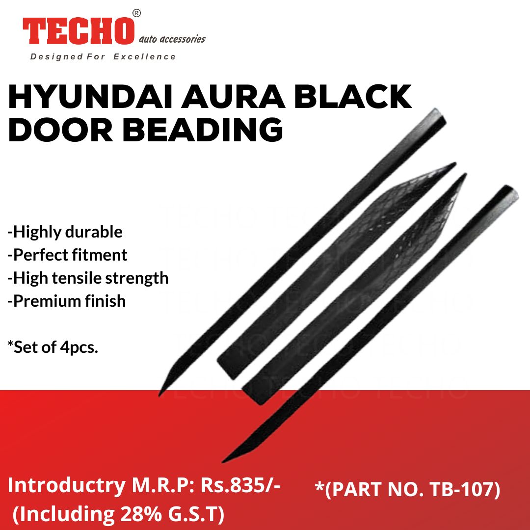 HYUNDAI AURA BLACK 2020 ONWARDS, SET OF 4 PCS  DOOR BEADING