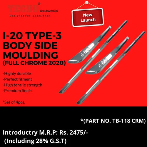 HYUNDAI I-20 FULL CHROME  2020 ONWARDS, SET OF 4 PCS  DOOR BEADING
