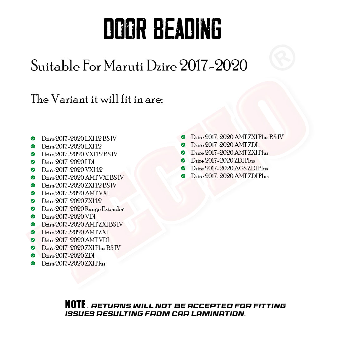 Maruti Dzire 2017-2023 Chrome Door Beading