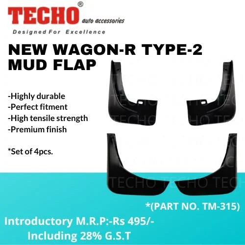 MARUTI NEW WEGON-R 2007-2009, SET OF 4 PCS  MUD GUARD