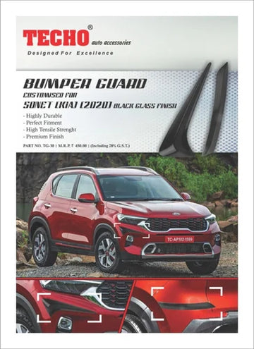 BUMPER GUARD FOR  KIA SONET BLACK GLASS FINISH 2020