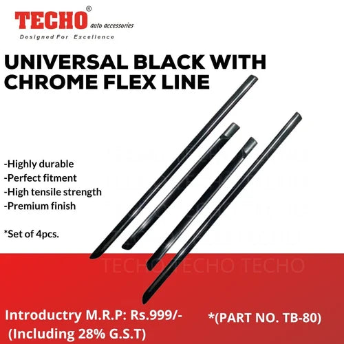 UNIVERSAL BLACK WITH CHROME FLEX, SET OF 4 PCS  DOOR BEADING