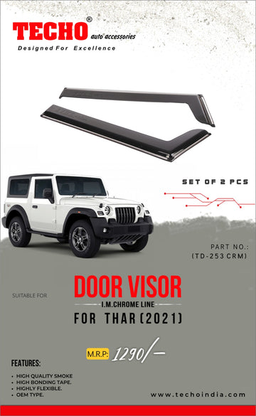 MAHINDRA THAR CHROME LINE 2021 ONWARDS, SET OF 2 PCS  DOOR VISOR