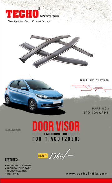 TATA TIAGO CHROME LINE 2020 ONWARDS, SET OF 4 PCS  DOOR VISOR