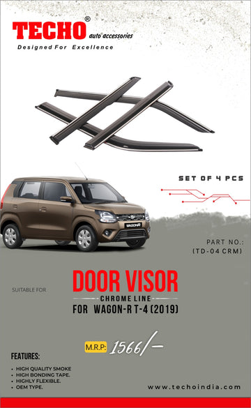 MARUTI WAGON-R CHROME LINE 2019 ONWARDS, SET OF 4 PCS  DOOR VISOR