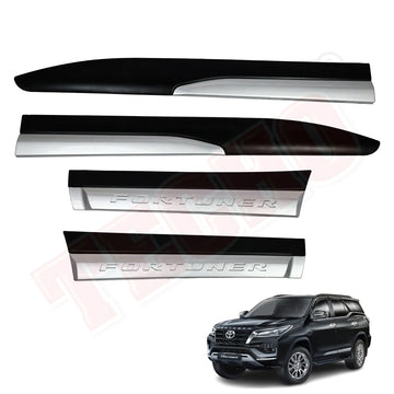 TOYOTA FORTUNER BLACK WITH SILVER WRITING CLADDING 2016-2022, SET OF 4 PCS  DOOR BEADING